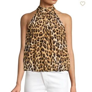 Alice & Olivia Maris leopard halter neck top